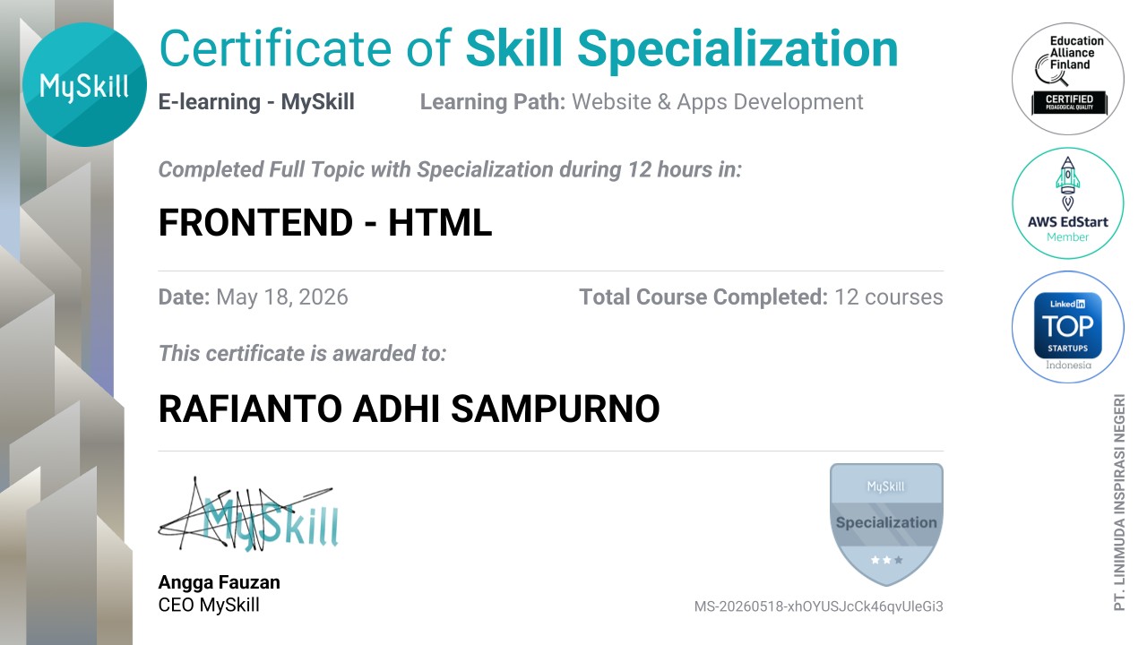 Frontend HTML Certificate