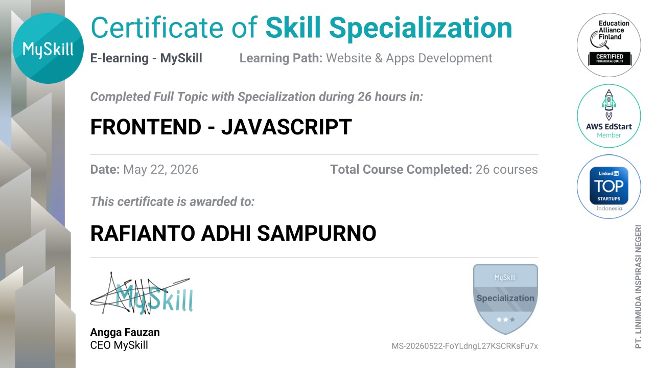 Frontend JavaScript Certificate